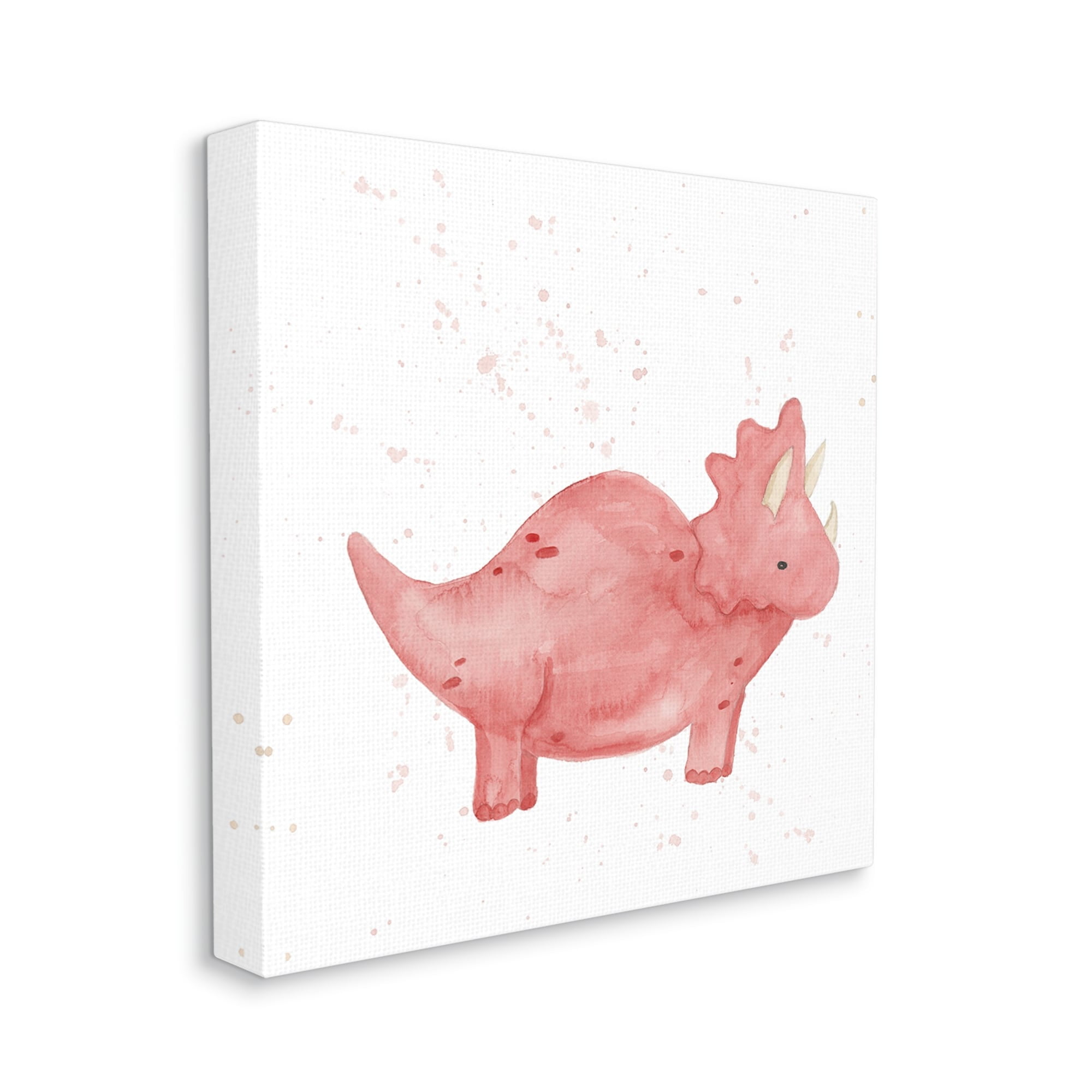 Stupell Pink Triceratops Dinosaur Animal Animals & Insects Painting Gallery Wrapped Canvas Print Wall Art