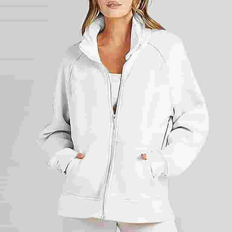 激安ショップ 食品 Full Womens Zip Pocket Collar Stand Coat Sports Sweatshirt Clothing