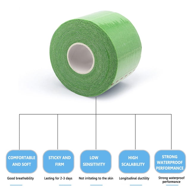 Cinta De Kinesiología Cinta de recuperación atlética, suave, transpirable, impermeable, accesorios de gimnasio (verde) Tmvgtek Para Estrenar