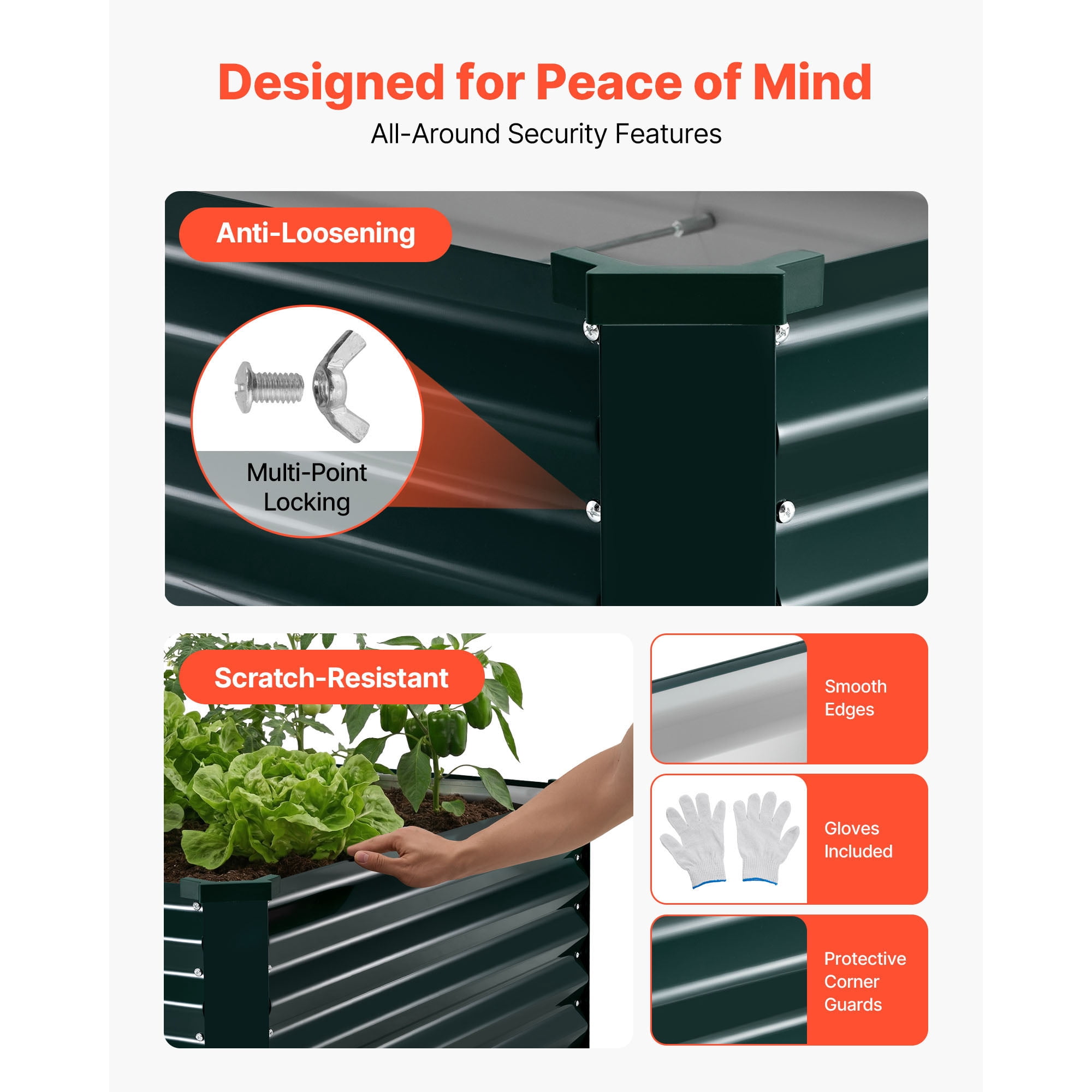 KFFKFF Galvanized Metal Raised Garden Bed, 6.67 x 3.35 x 1.51 ft, Rectangular Planter Box Kit for Outdoor Use, Rust-Resistant Elevated Planting Box with Gloves, Alu-Zinc Material, Dark Green