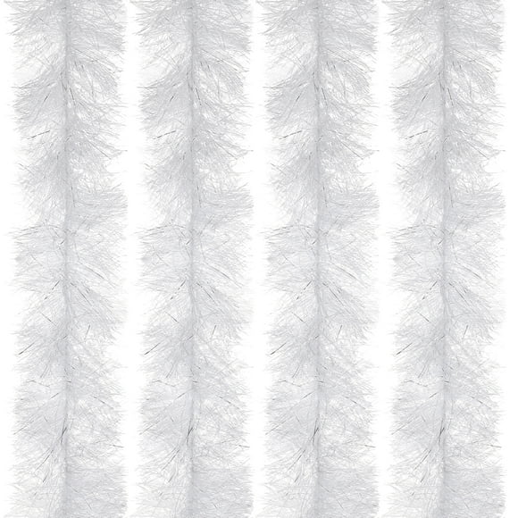 Uxcell 6.6Ft Feather Boa, 4Pcs Artificial Fluffy Feather Boas Party Decorations for DIY Crafts, Wedding Costume, Christmas, Concert, Halloween, Home Decor, White