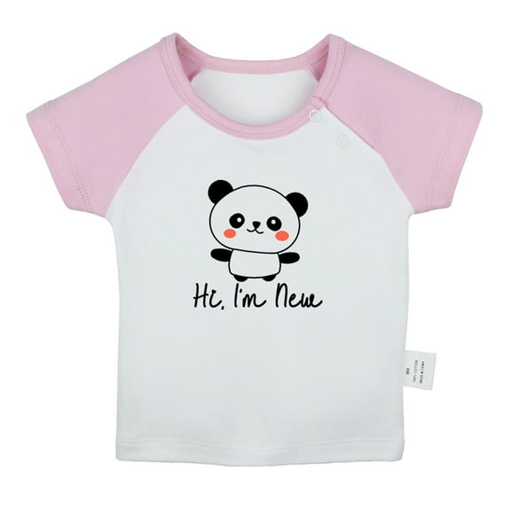 Hi, I'm New Funny T shirt For Baby, Newborn Babies T-shirts, Infant Tops, 0-24M Kids Graphic Tees Clothing (Short Pink Raglan T-shirt, 0-6 Months)