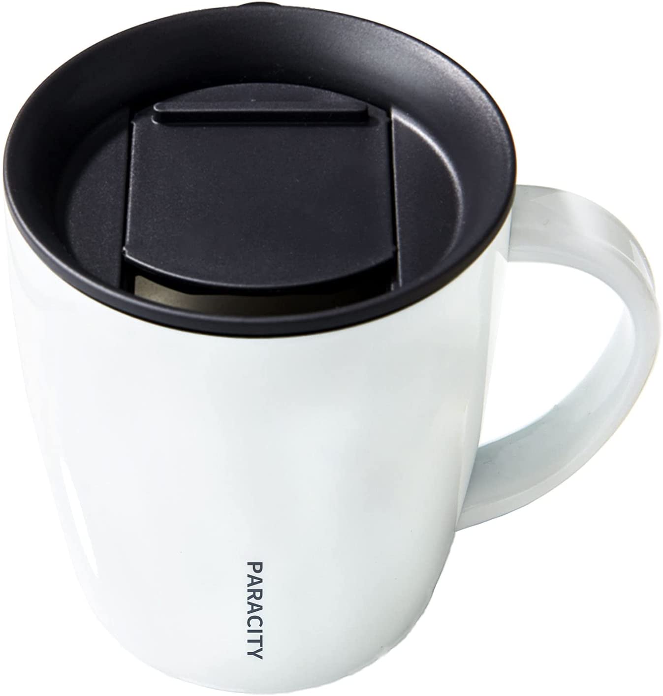 FYBTO Tasse à Café en Acier Inoxydable 12 oz, Tasse de Voyage Isolée avec Couvercle et Poignée, Blanc