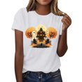 thumbnail image 2 of JOANKDMI Fall Tops for Women Classic Halloween T-Shirts House Pumpkin Cat Graphic Short Sleeve Crewneck Tee Casual Holiday Shirts Festive Blouses Apparel, 2 of 5