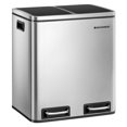 thumbnail image 1 of SONGMICS Garbage Can, 2 x 4 Gallon (2 x 15 L) Trash Can, Recycle Bin with Soft-Close Lids, Pedals, and Inner Buckets for Kitchen, Stainless Steel, Silver, 1 of 5