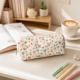 thumbnail image 6 of Beautynvta Floral Printed Pencil Pouches, Quilted Zippered Stationery Bags, Large Capacity Makeup Organizer Cases for Office and Travel, 6 of 7