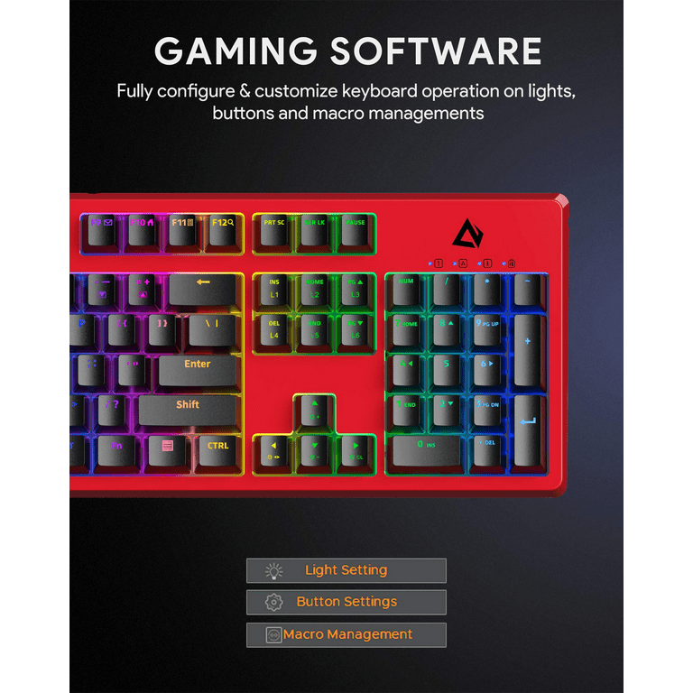 AUKEY KMG16 Mechanical GAMING Keyboard Blue Switches 104key 6-color  backlight