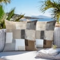 thumbnail image 3 of Throw Pillow Covers 24x24 Inch Set of 2, Modern Brown Beige Waterproof Outdoor Pillow Covers, Grey White Color Blocks Decorative Cushion Pillowcases for Couch, Sofa, Bed, Garden, Patio, 3 of 9