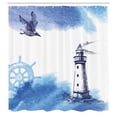 thumbnail image 3 of Ambesonne Lighthouse Shower Curtain, Handdrawn Art Anchor, 69"Wx70"L, Blue and White, 3 of 5