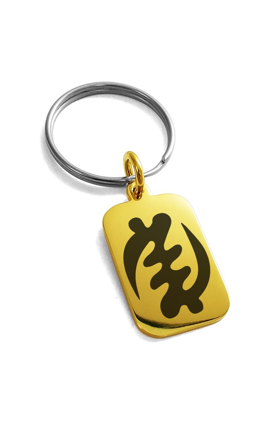 Stainless Steel Aztec Supremacy Rune Engraved Small Rectangle Dog Tag Charm Keychain Keyring