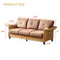 thumbnail image 5 of Gzxs Futon Sofa Sleeper Sofa Bed Mid-Century Modern Linen Fabric Faux Leather Sectional Couch for Living Room with 6 Wood Legs and 2 Storage Boxes, Brown, 5 of 9