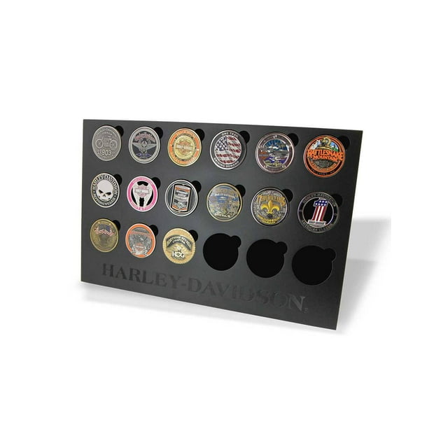 HarleyDavidson Collectors Coin Display Stand, Holds 18 Coins, Black