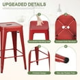 thumbnail image 4 of VINEEGO 24 Inches Metal Bar Stools High Backless Stackable Stools Indoor-Outdoor Counter Stools Set of 4 (Red), 4 of 7