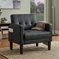 thumbnail image 6 of LAZZO Tufted Accent Chair, Mid Century Modern Upholstered Arm Chair for Living Room, Black, 6 of 7