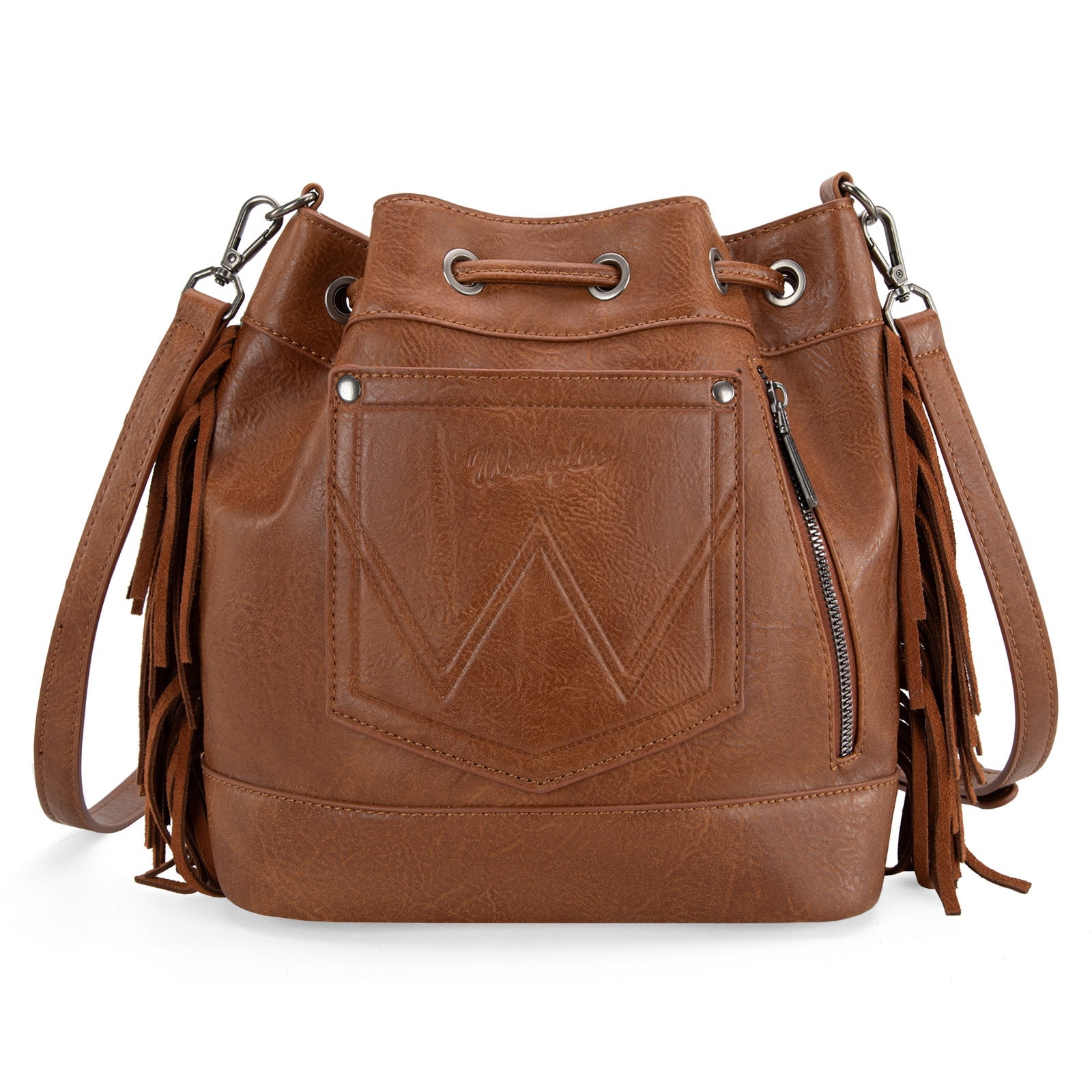 Wrangler Hobo Bags for Women Designer Bucket Purses Western Shoulder Handbags, Brown