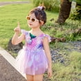 thumbnail image 6 of Wuxian Toddler Girls 2 Piece Swimwear Tankini Set Gradient Sleeveless Round Neck Ruffled Tiered Mesh Tutu Skirts Swimsuit With Swim Cap Beachwear Fashionable Beach Pool Bathing Suit,Purple,2-3 Years, 6 of 6