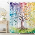 thumbnail image 3 of Colorful Tree Shower Curtain Abstract Aesthetic Oil Painting Shower Curtains for Bathroom Pretty Cute Nature Art Waterproof Fabric Bath Curtain Decor with Hooks (Multicolor, 72\u201d x 72\u201d), 3 of 6