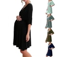 thumbnail image 2 of QNANSPI Maternity Nursing Nightgown, Postpartum Recovery Dress, Women's Maternity Summer Nursing Dress Short Sleeve V Neck Postpartum Belly Support Slim Cut Soft Breathable Daily Wear, 2 of 4