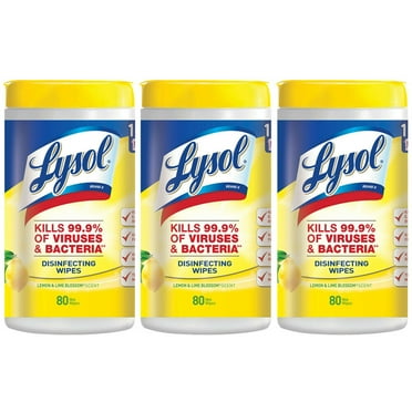 Lysol Disinfecting Wipes, Lemon & Lime Blossom 80 ct (Pack of 3)