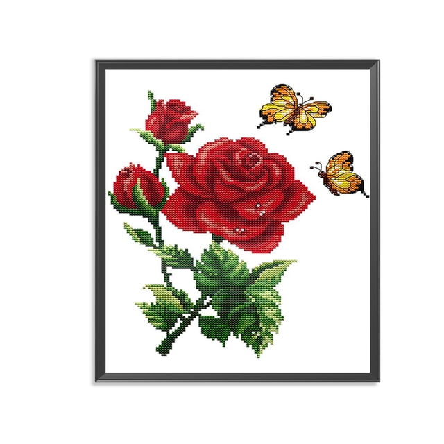 Cuadros Decorativos Punto de cruz parcial 11CT flor de mariposa contado bordado DIY Craft Set Ehuebsd embutido en tela
