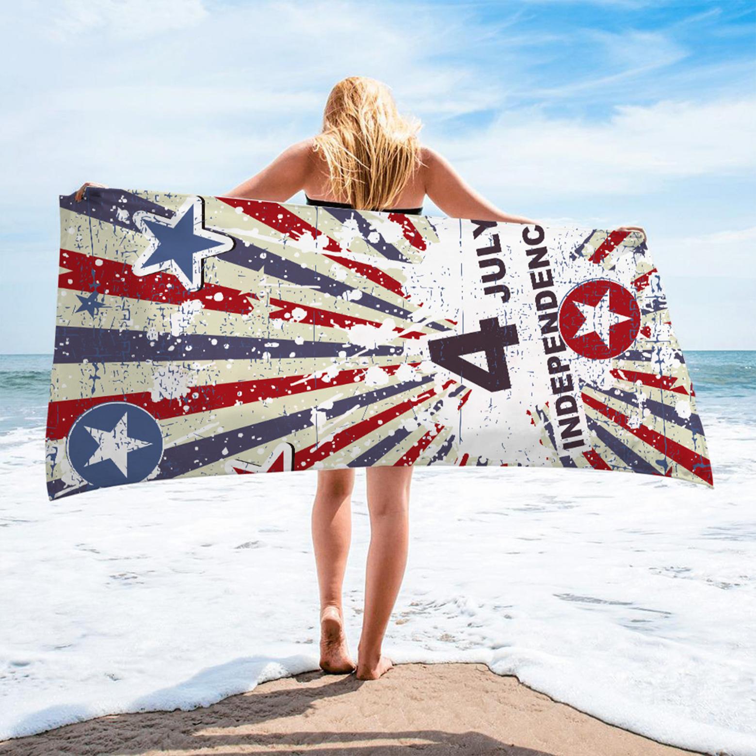 Danhjin Beach Towel, 4th of July American Flag Beach Towel Oversized USA Beach Towels
