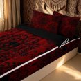 thumbnail image 3 of Erosebridal Red Gothic Skull Zipper Full Size Comforter Sets with Fitted Sheet and 2 Pillowcases for Women Girls, Baroque Damask Floral Print Zipper Bedding Set, Black Reversible, 4-Piece, 3 of 7