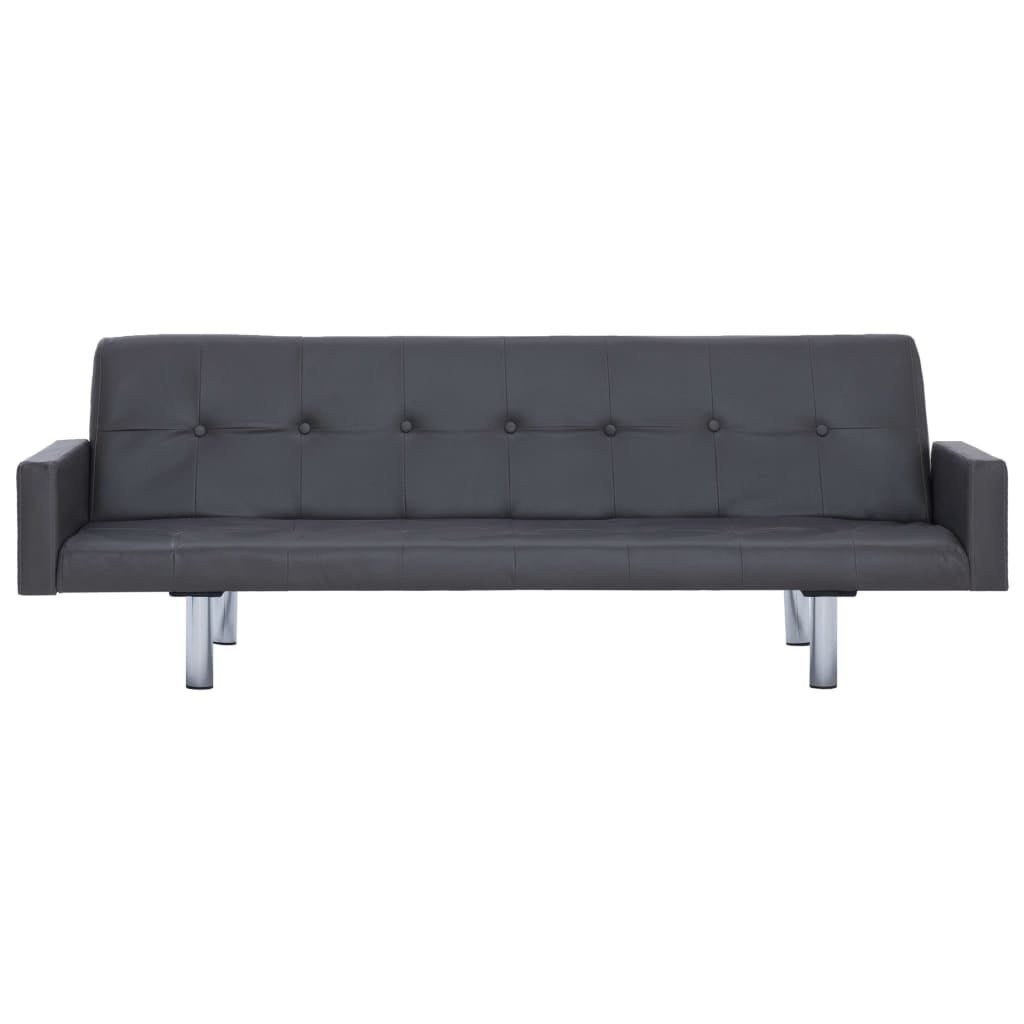 Kepooman Home Convertible Faux Leather Sofa Bed with Armrest for Living Room, Light Gray Kepooman Home Convertible Faux Leather Sofa Bed with Armrest for Living Room, Light Gray