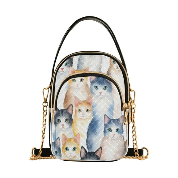 ALAZA Chain Crossbody Bags for Women Cats Shoulder Handbag Phone Purse