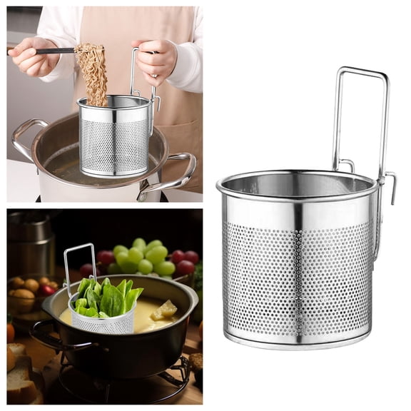 Pasta Boiling Strainer, Metal Mesh Screen, Metal Strainer Basket, Stainless Steel Pasta Insert Hot-Pot, Colander and Pot Large Fry Basket Boil Hot