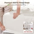 thumbnail image 3 of California Design Den King Size Fitted Sheet Only, Soft 400 Thread Count 100% Cotton Sateen, Deep Pocket, All-Around Elastic, Sidedicators - Ivory (Pale Tone), 3 of 10