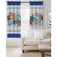 thumbnail image 2 of Navy Starfish Summer Blackout Curtains, Light Blocking Print Window Curtains, Ocean Conch Coral Coastal Shell Thermal Insulated Window Drapes for Living Room Kitchen Cafe 2 Panels, 84"W x 84"L, 2 of 9