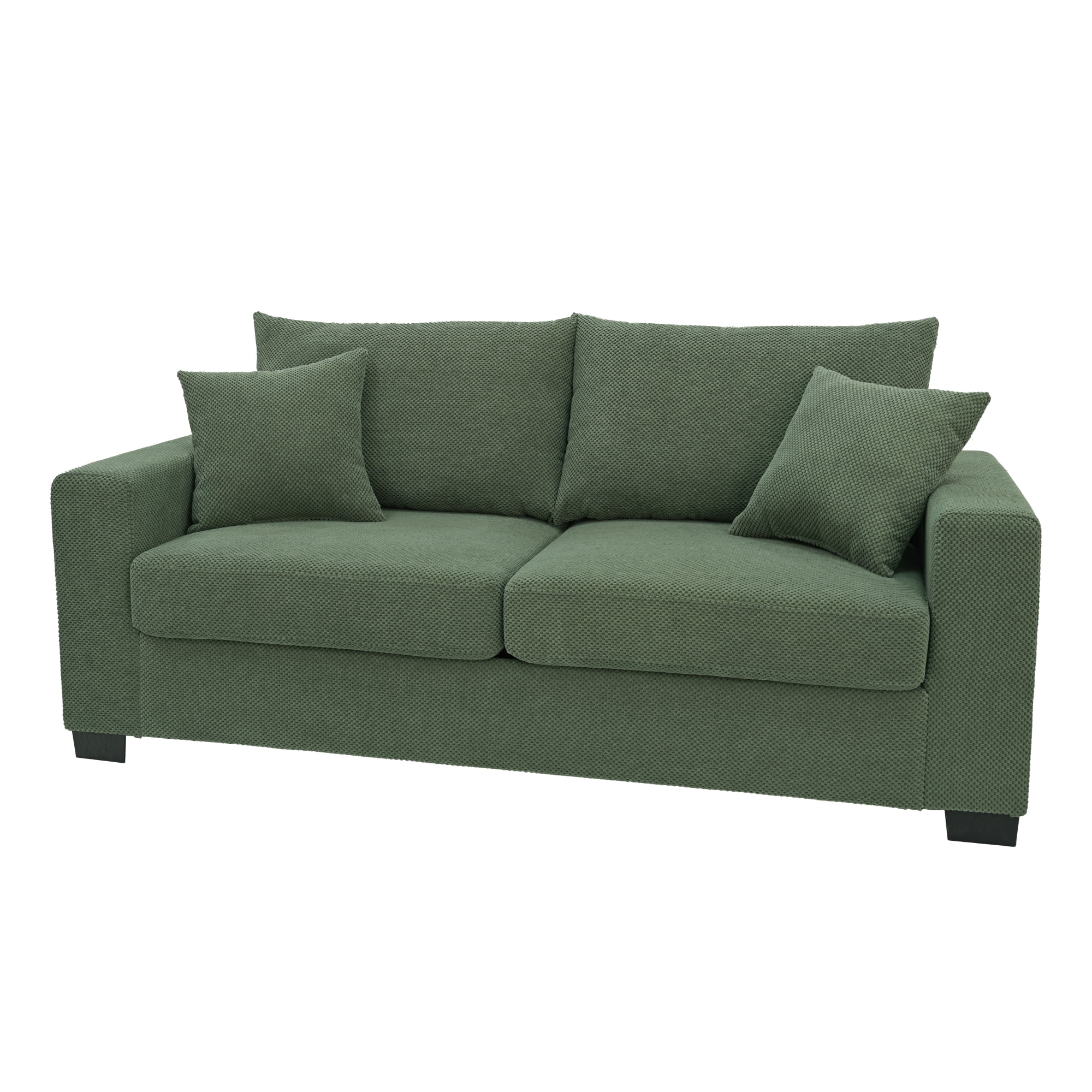 Leumius 69" Sofa for Living Room,Modern 2 Seater Couch for Small Space,Upholstered Loveseat with 2 Throw Pillows,Dark Green