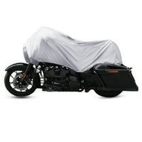 Unique Bargains 210T Motorcycle Half Cover Outdoor Waterproof Rain Dust UV Protection Silver Tone L