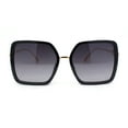 thumbnail image 2 of Lion Emblem Diva Oversize Rectangle Butterfly Luxury Fashion Sunglasses Black Gold - Smoke, 2 of 4