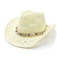 thumbnail image 2 of Beach Hats for Women , Sun Hat for Women , Fishing Hat for Men Classic Western Shapeable Straw Sun Hat for Women and Men with Decorative Bands and Wide Brim, 2 of 3