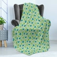thumbnail image 4 of Birds Soft Flannel Fleece Throw Blanket, Fresh Pears and Small Sparrows in Cartoon Style Nursery Forest, Cozy Plush for Indoor and Outdoor Use, 60" x 80", Green Pale Blue, by Ambesonne, 4 of 5