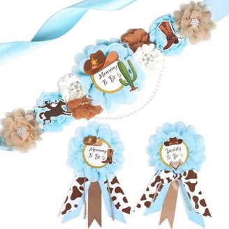 Cheerupp Sport Baby Shower Sash Kit - Maternity Belly Belt & Mom/Dad Corsage Pins, Photo Props