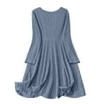 thumbnail image 5 of Dxzfnsa Women's Long Sleeve Sweater Dresses Ribbed Pleated Casual V Neck Knee Length Dresses 2025 Fall Casual Trendy Outfits, 5 of 6