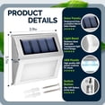 thumbnail image 4 of Claoner Outdoor Fence Lights, Solar Powered Deck Lights Waterproof Stairs Light Stainless Steel Security Wall Lamps for Step Walkway Patio Garden Pathway, Cold White, 8 Pack, 4 of 12
