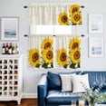 thumbnail image 2 of Sunflower Kitchen Curtains Valances and Tiers Set of 3 Countryside Yellow Flower Tier Curtains and Valance with Rod Pocket for Small Windows, 27.5"x24", 2 of 9