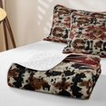 thumbnail image 4 of Erosebridal Vintage Aztec Quilt King, Traditional Cow Print King Coverlet Set, Cowhide Brown White Terracotta Tan Teal 3-Piece, 1 Bedspread and 2 Pillowcases, 4 of 7