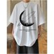 thumbnail image 2 of Men's Space-Themed Graphic T-Shirt - 100% Cotton, Soft & Stretchy, Loose Fit Crew Neck Tee with Moon & Stars Print, Ideal for Summer Casual Wear - Short Sleeve, Machine Washable, PRIVATHINKER, 2 of 6