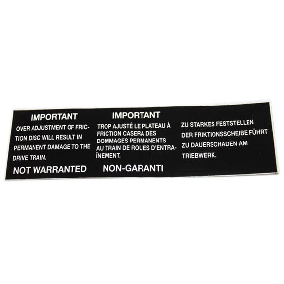 Murray Parts DECAL OVER ADJUST OF 950838MA MU-950838MA