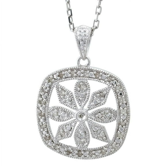 Silver Diamond Flower Necklace