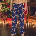 thumbnail image 2 of Mens Pajama Pants Pj Pants Pyjamas Casual Pockets Trousers Fashion Christmas Print Cute Casual Pajama Bottoms Sleep Pants Dark Blue M, 2 of 4