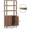 thumbnail image 2 of Bookshelf Bookcase, 5 Tier Wooden Bookcases with Open Shelf & Doors Cabinet, 71 in Tall Bookcase with Adjustable Shelves, Farmhouse Bookshelves Library Bookcase for Living Room Home Office, 2 of 7
