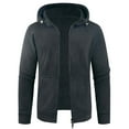 thumbnail image 5 of BiZtdJrK Dark Gray Men's Zip Up Hoodie Lightweight Long Sleeve Basic Slim Fit Cotton Sweatshirt Jackets with Pocket L, 5 of 8