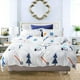 thumbnail image 2 of Juego de cama de algodón puro con estampado de hojas grandes, funda de almohada y funda de edredón (Queen), 2 of 8