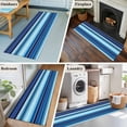 thumbnail image 6 of Abstract Washable Runner Rugs 2'x6', Colorful Mexican Stripe Navy Blue Black Farmhouse Low Pile Throw Entryway Rug Non-Slip Sturdy Edge Binding Carpet for Indoor Bedside Entrance Bedside, 6 of 9
