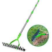UNTIMATY 5.6FT Thatch Rake, Heavy Duty 13-Inch Wide Lawn Thatching Rake, Lawn Grass Metal Rake for Cleaning Dead Grass, Yard Garden Durable Soil Rake